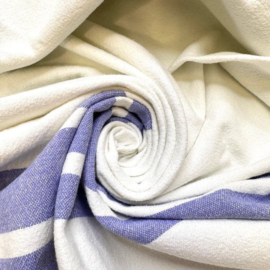 Lap Quilting - Cotton Blend Woven - Light White/Blue Stripes - 1.55M Bundle