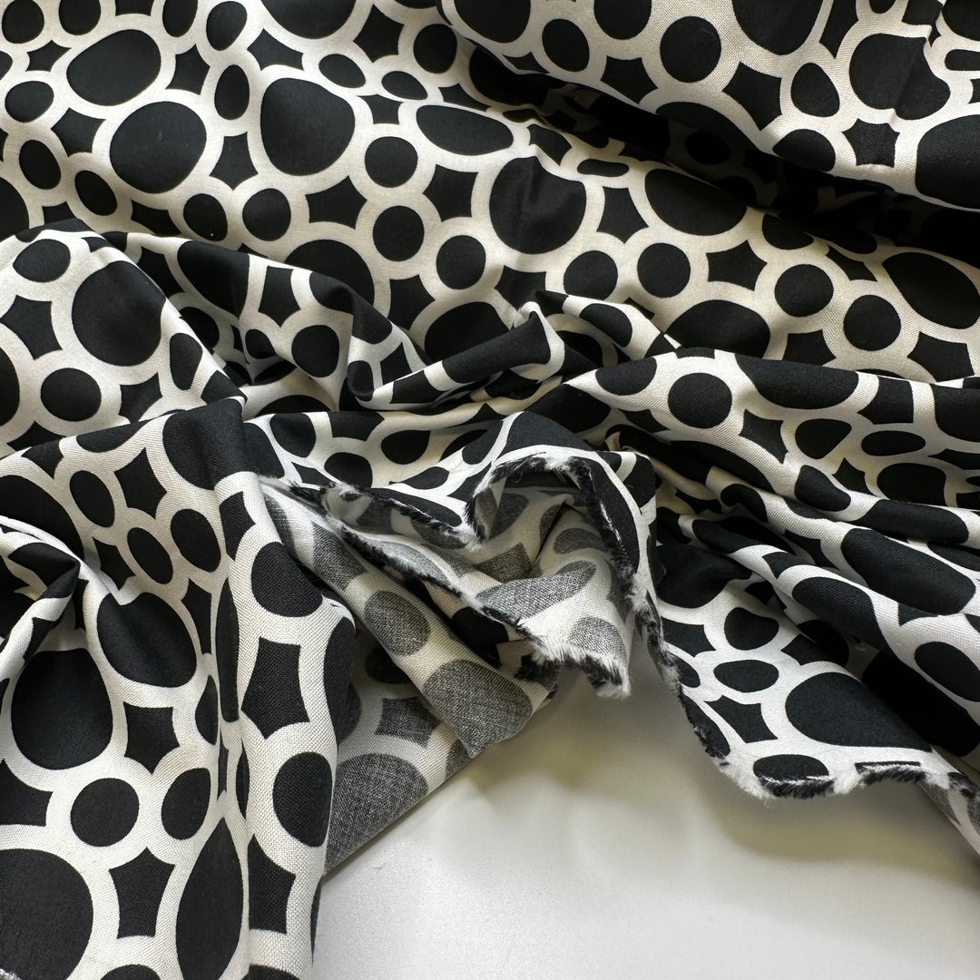 Vegan Cruella - Cotton/Spandex Woven - White/Black Geometric - Bundles
