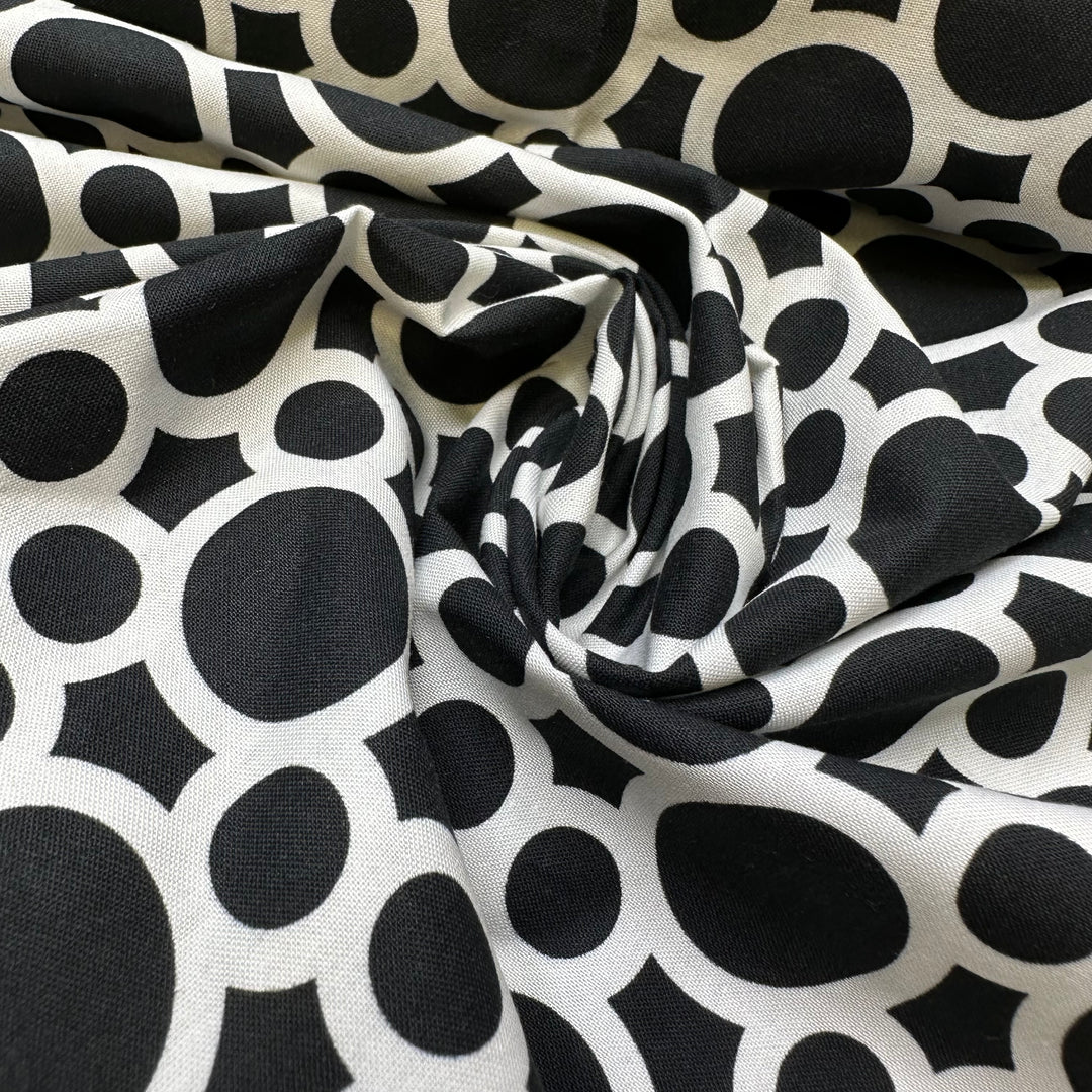 Vegan Cruella - Cotton/Spandex Woven - White/Black Geometric - Bundles