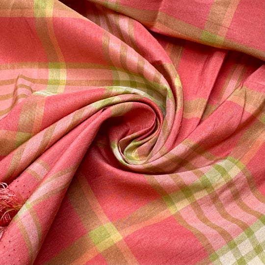 UB - Peachy Keen Jellybean - Poly Woven - Light Pink/Green Plaid - 1.05M Bundle