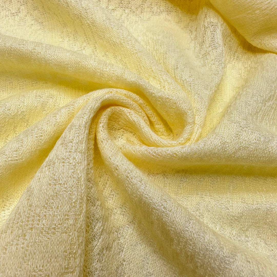 UB - Buttercup Joy - Tubular Vintage Polyester Blend Knit - Light Yellow Floral - 3.15M Bundle
