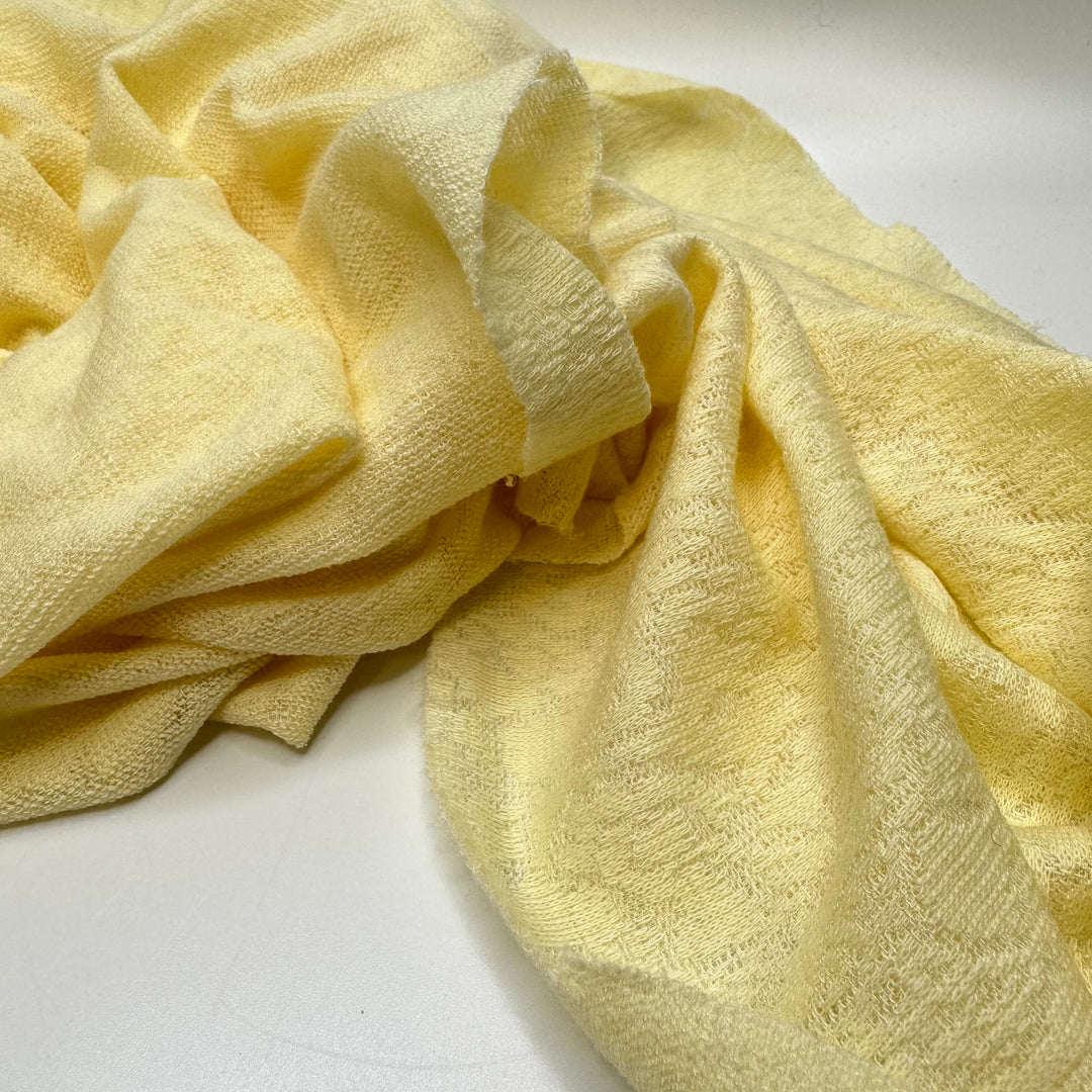 UB - Buttercup Joy - Tubular Vintage Polyester Blend Knit - Light Yellow Floral - 3.15M Bundle