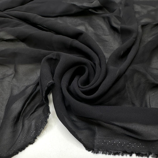 Volunteer Together - Chiffon Cotton Blend Woven - Black - 0.8M Bundle
