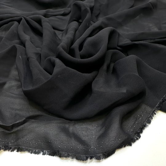Volunteer Together - Chiffon Cotton Blend Woven - Black - 0.8M Bundle