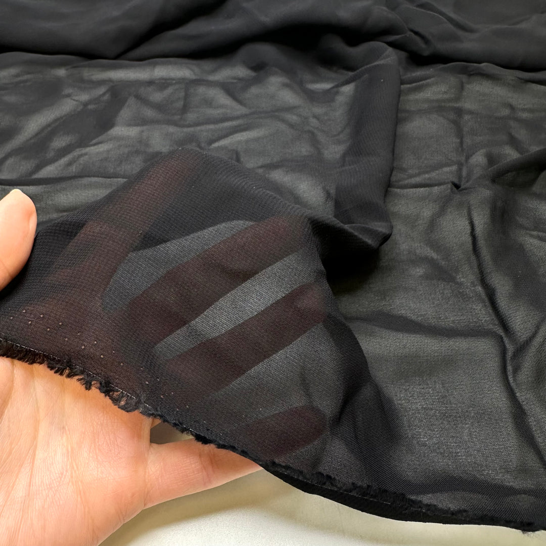 Volunteer Together - Chiffon Cotton Blend Woven - Black - 0.8M Bundle