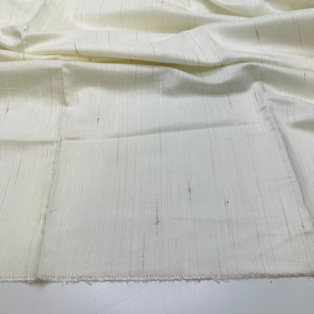 Silky Feeling - Slub In The Weave Sateen Natural Blend Woven - White Pinstripe - 1.4M Bundle