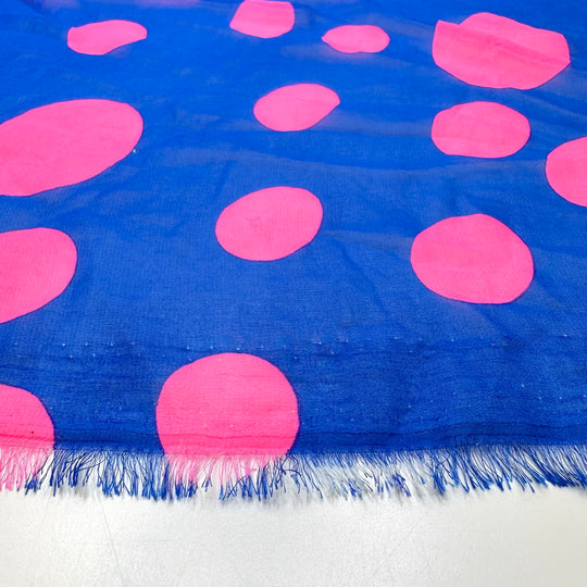 Impulse Buying A Bubble Machine - Chiffon Polyester Blend Woven - Blue/Pink Polka Dots - 1.55M Bundle