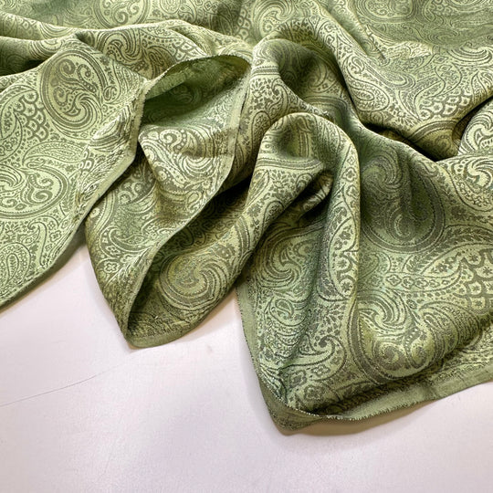 Dressing Up For A Picnic - Polyester Blend Woven - Light Green Paisley - 1.2M Bundle
