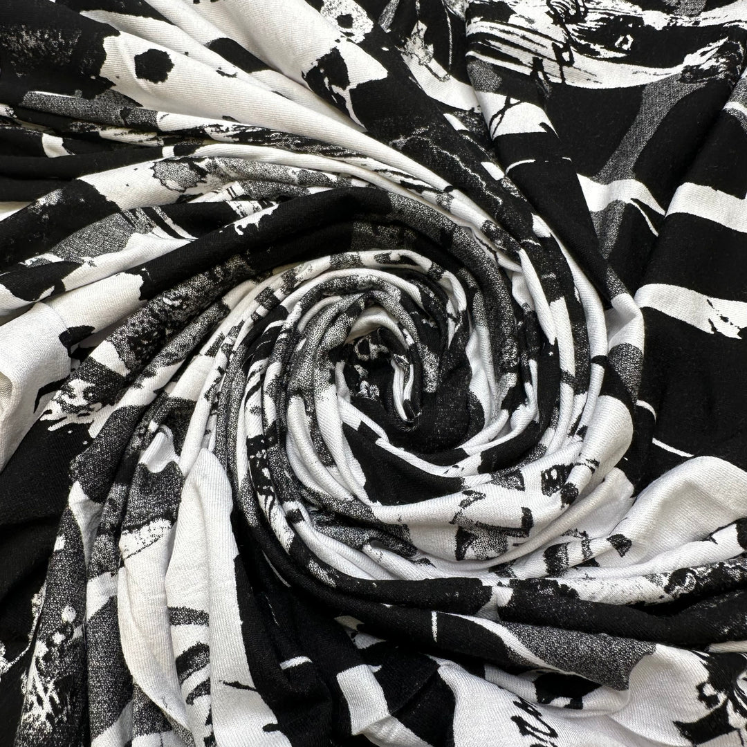 UB - Starting A Family Scrapbook - Cotton Blend Knit - Black/White Abstract Text - 4M Bundle
