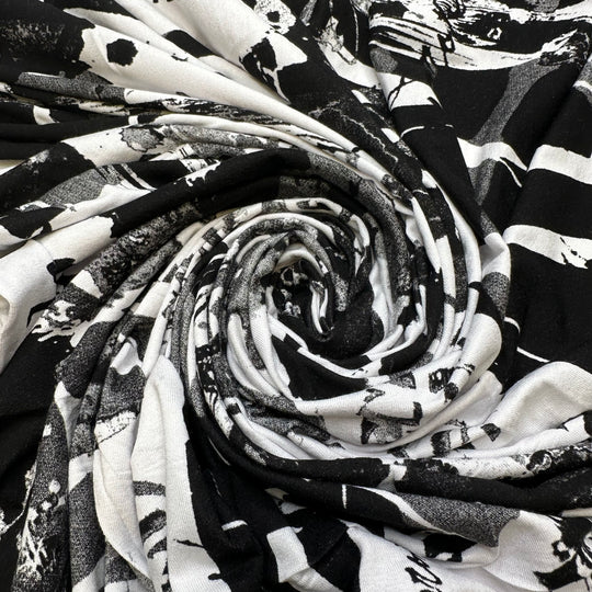 UB - Starting A Family Scrapbook - Cotton Blend Knit - Black/White Abstract Text - 4M Bundle