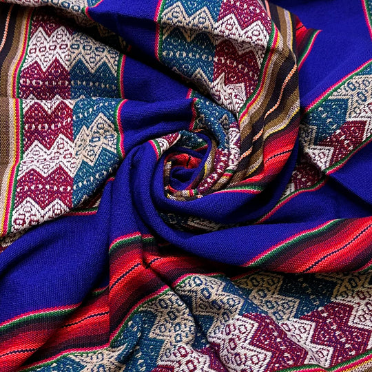 UB - The Blanket On Grandmas Couch - Polyester Blend Woven - Dark Blue Multi Geometric - 1.1M Bundle