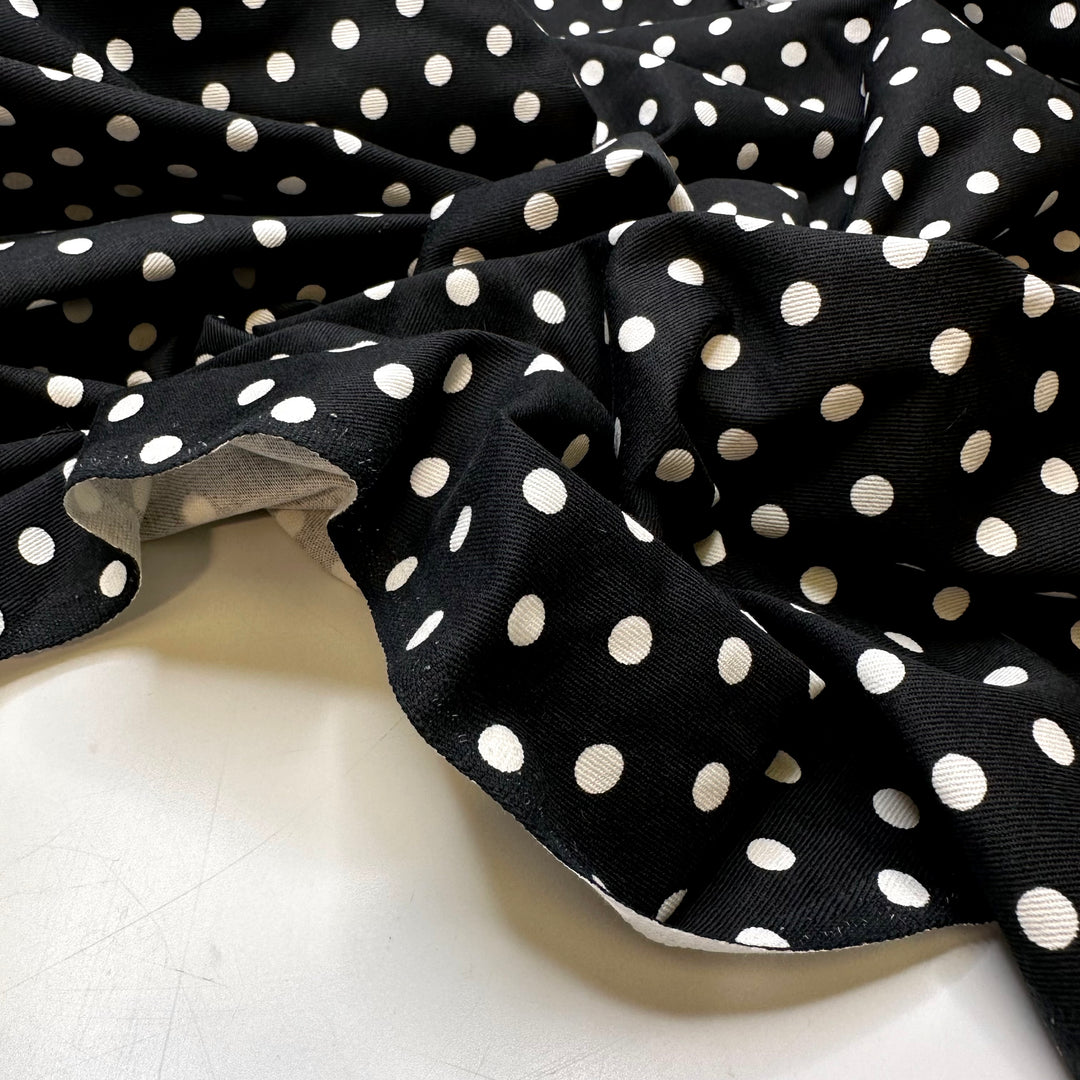 Dot To Dot - Twill Weave Cotton Blend Woven - Black/White Polka Dots - 1.3M Bundle