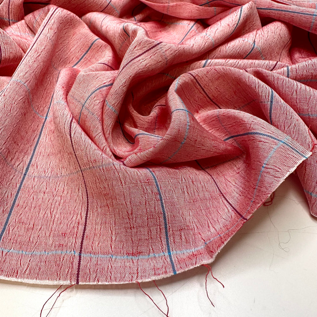 My Armour - Satin Jacquard Synthetic Woven - Red Multi Plaid - 2M Bundle