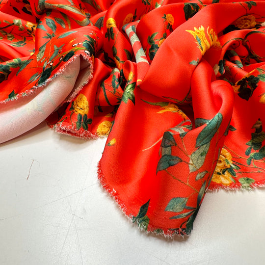 Getting Gifted A Bouquet - Polyester Blend Woven - Orange Multi Floral - 1.7M Bundle