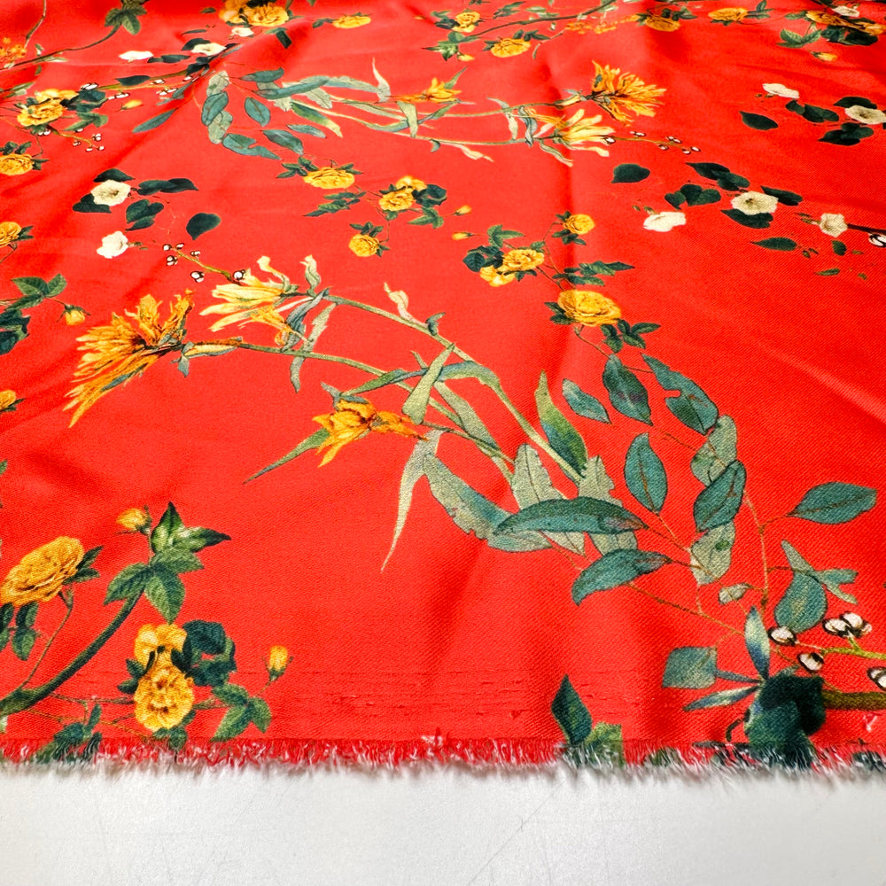 Getting Gifted A Bouquet - Polyester Blend Woven - Orange Multi Floral - 1.7M Bundle