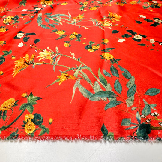 Getting Gifted A Bouquet - Polyester Blend Woven - Orange Multi Floral - 1.7M Bundle