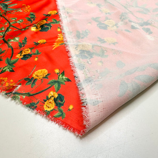 Getting Gifted A Bouquet - Polyester Blend Woven - Orange Multi Floral - 1.7M Bundle