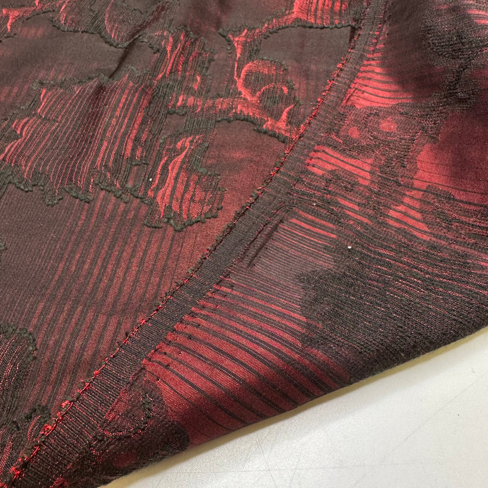 Phantom Of The Opera - Jacquard Inset Taffeta Poly Woven - Burgundy/Black Floral - 2M Bundle