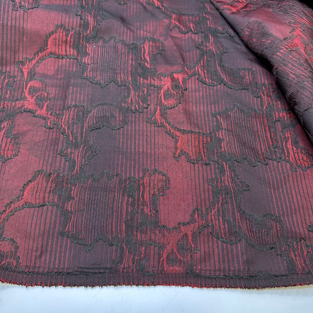 Phantom Of The Opera - Jacquard Inset Taffeta Poly Woven - Burgundy/Black Floral - 2M Bundle