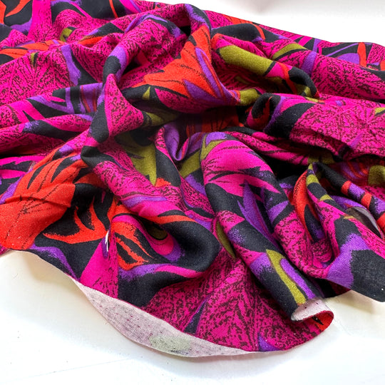 Bioluminescent Tropical Garden - Rayon Woven - Pink Multi Tropical Floral - 2M Bundle
