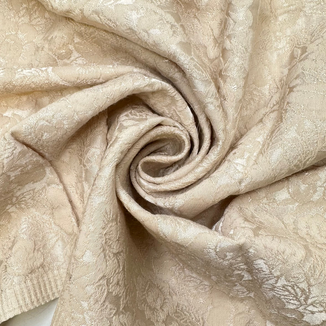 Wedding March - Tapestry Weave Cotton Blend Woven - Cream Floral - 0.9M Bundle