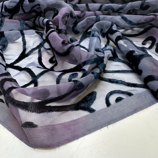 Devoted To Devoree - Devoree Chiffon Polyester Blend Woven - Purple/Blue Floral - 0.9M Bundle