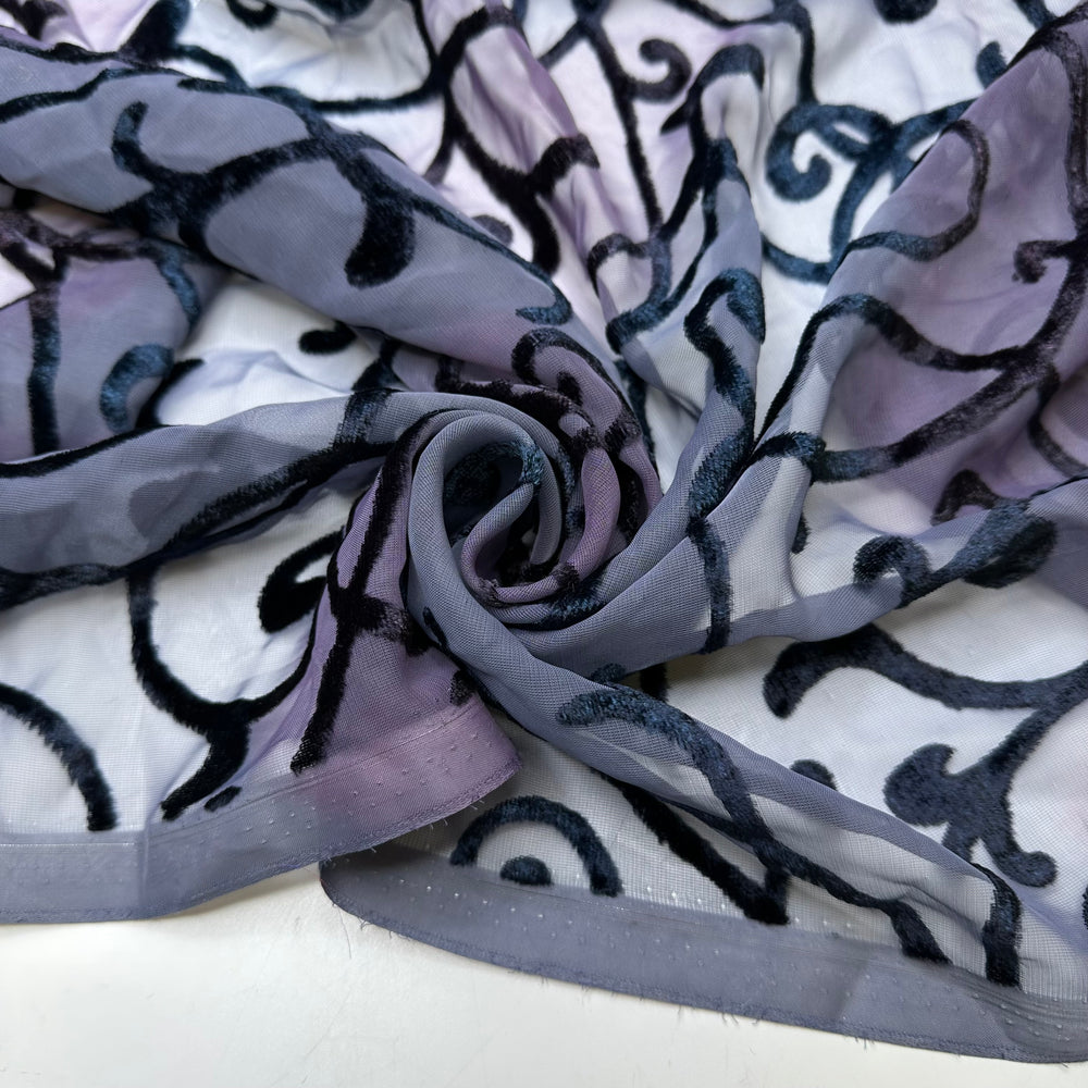 Devoted To Devoree - Devoree Chiffon Polyester Blend Woven - Purple/Blue Floral - 0.9M Bundle
