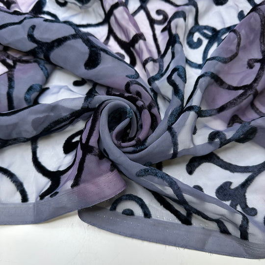 Devoted To Devoree - Devoree Chiffon Polyester Blend Woven - Purple/Blue Floral - 0.9M Bundle