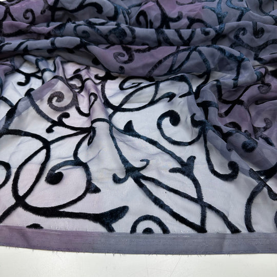 Devoted To Devoree - Devoree Chiffon Polyester Blend Woven - Purple/Blue Floral - 0.9M Bundle