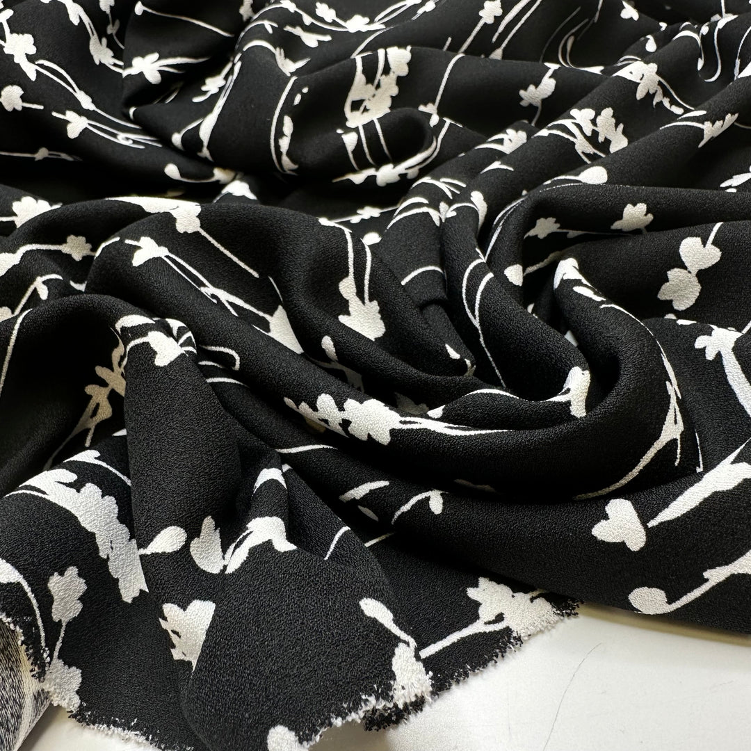 Written In Code - Crepe Poly Woven - Black/White Abstract - 1.8M Bundle