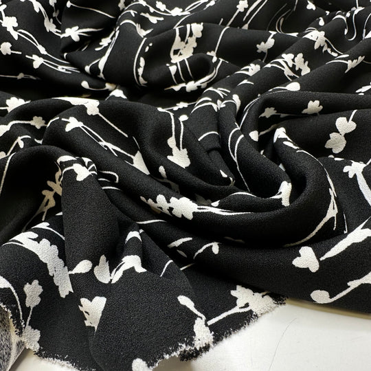 Written In Code - Crepe Poly Woven - Black/White Abstract - 1.8M Bundle