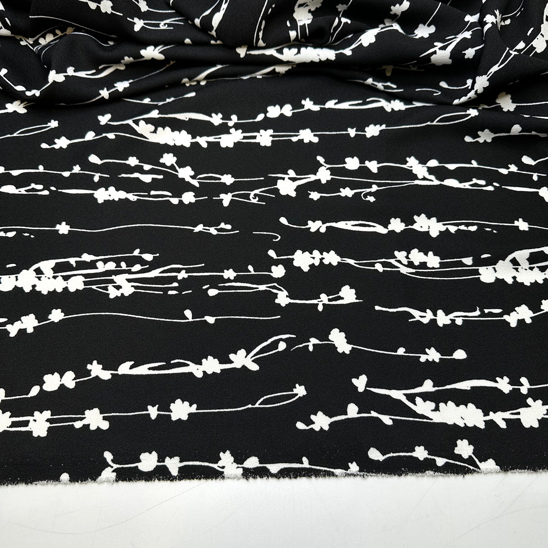 Written In Code - Crepe Poly Woven - Black/White Abstract - 1.8M Bundle