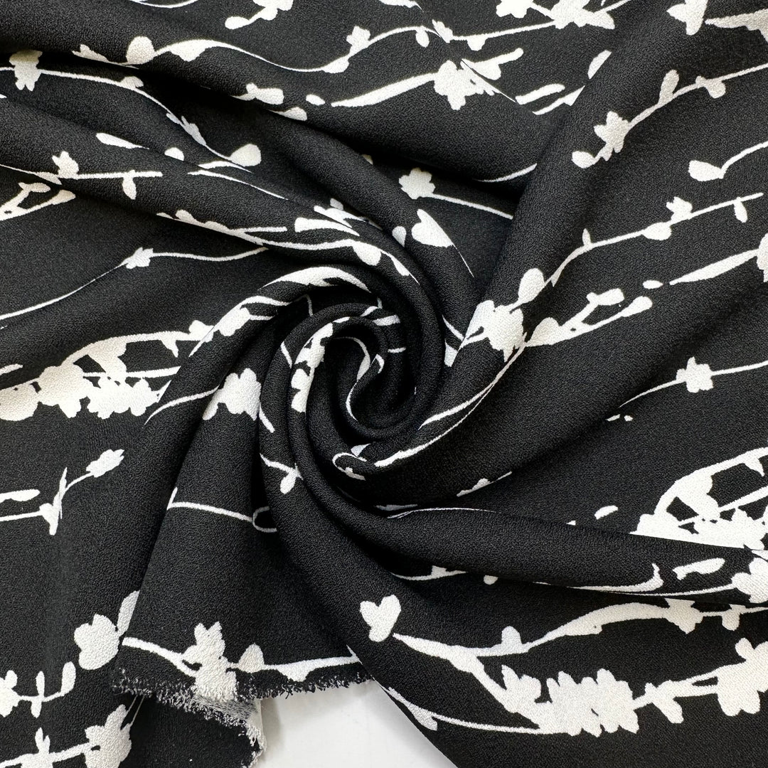 Written In Code - Crepe Poly Woven - Black/White Abstract - 1.8M Bundle