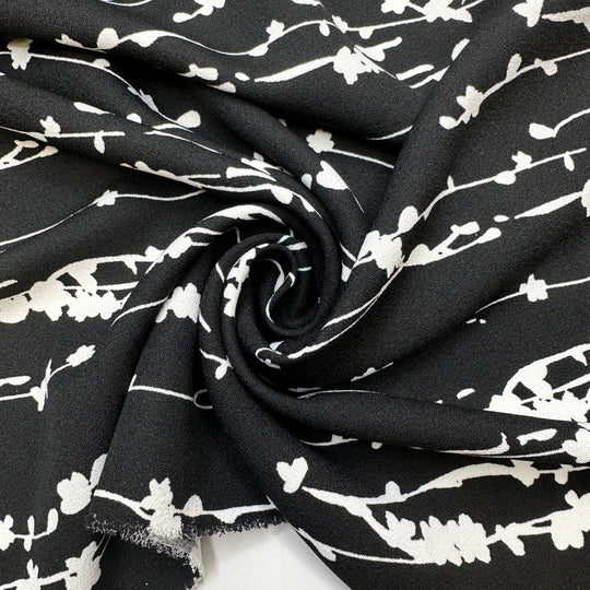Written In Code - Crepe Poly Woven - Black/White Abstract - 1.8M Bundle