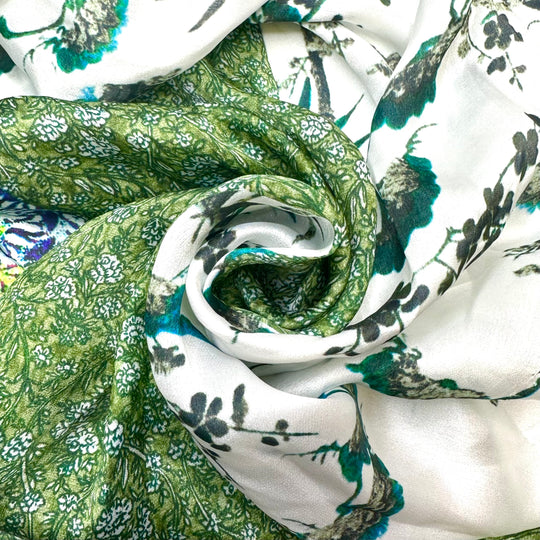 Blue/Green Mix Silk Scrap Pack - Silk Woven - Multi Geometric - Bundles