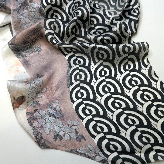 Purple  Silk Patterned Scrap Packs - Silk Woven - Purple Multi Geometric - Bundles