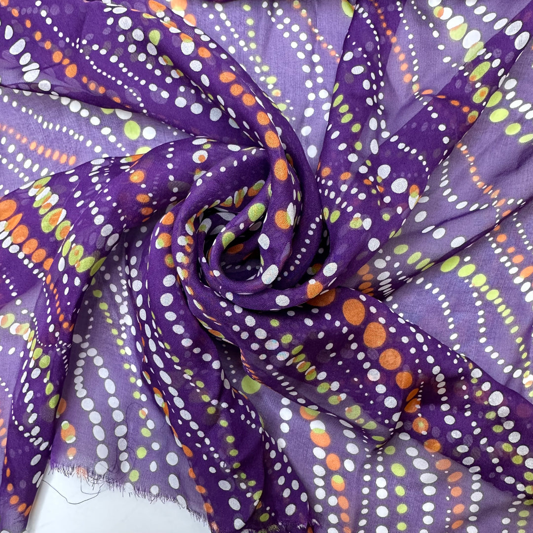 Alien Dna Chain - Chiffon Silk Woven - Purple Multi Geometric - 1.05M Bundle