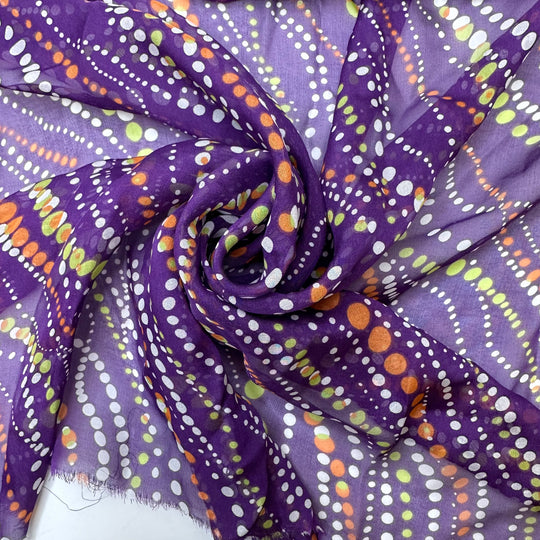 Alien Dna Chain - Chiffon Silk Woven - Purple Multi Geometric - 1.05M Bundle