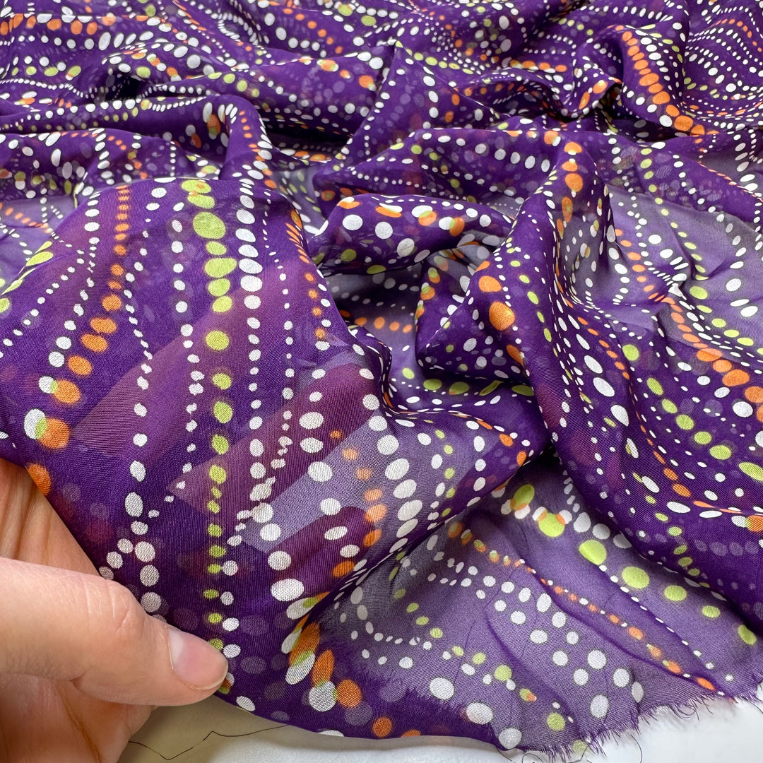 Alien Dna Chain - Chiffon Silk Woven - Purple Multi Geometric - 1.05M Bundle