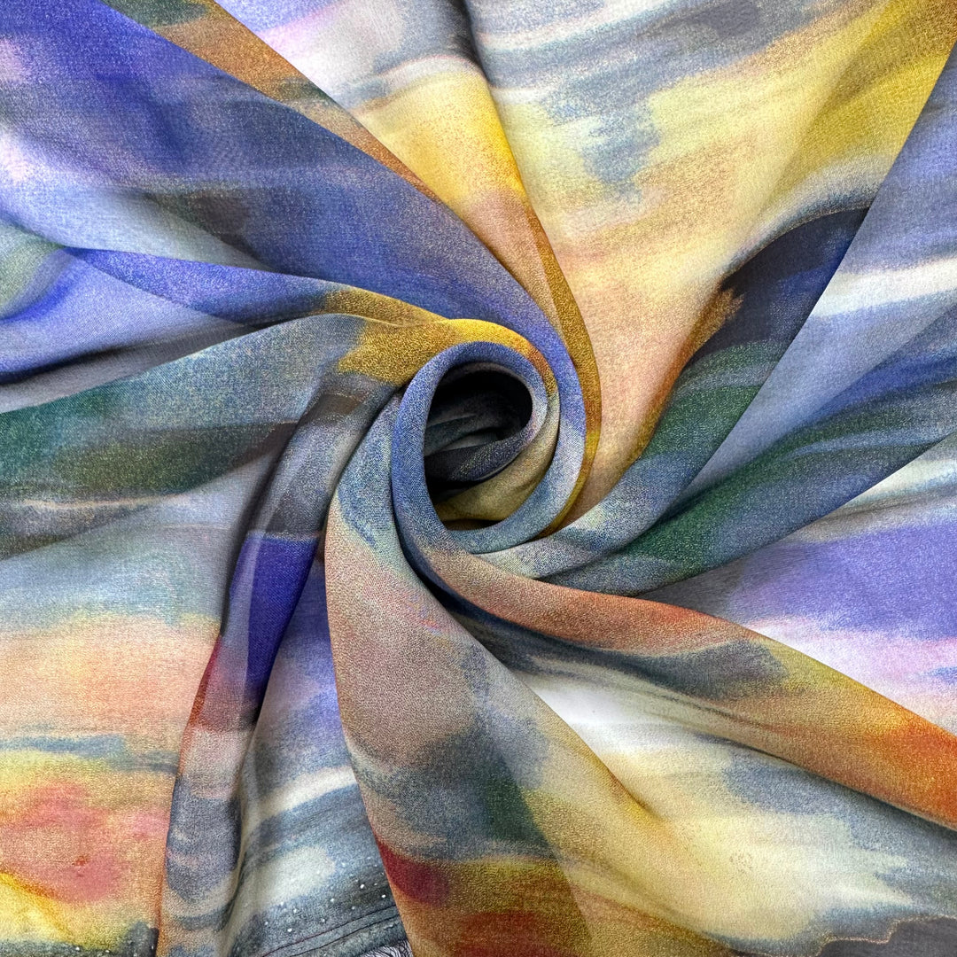 Driving Fast Through The Flower Fields - Chiffon Poly Woven - Multi Abstract - Bundles