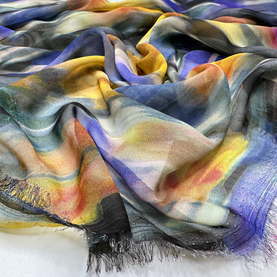 Driving Fast Through The Flower Fields - Chiffon Poly Woven - Multi Abstract - Bundles