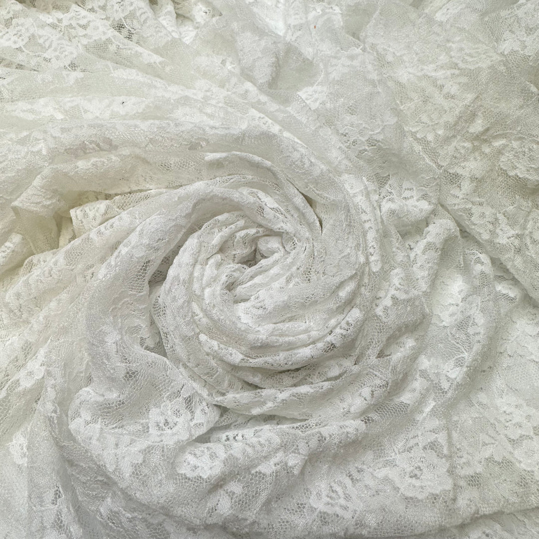Wedding Planning - Lace Polyester Blend Knit - White Floral - 2.55M Bundle