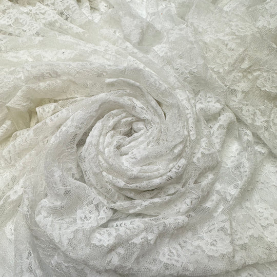 Wedding Planning - Lace Polyester Blend Knit - White Floral - 2.55M Bundle