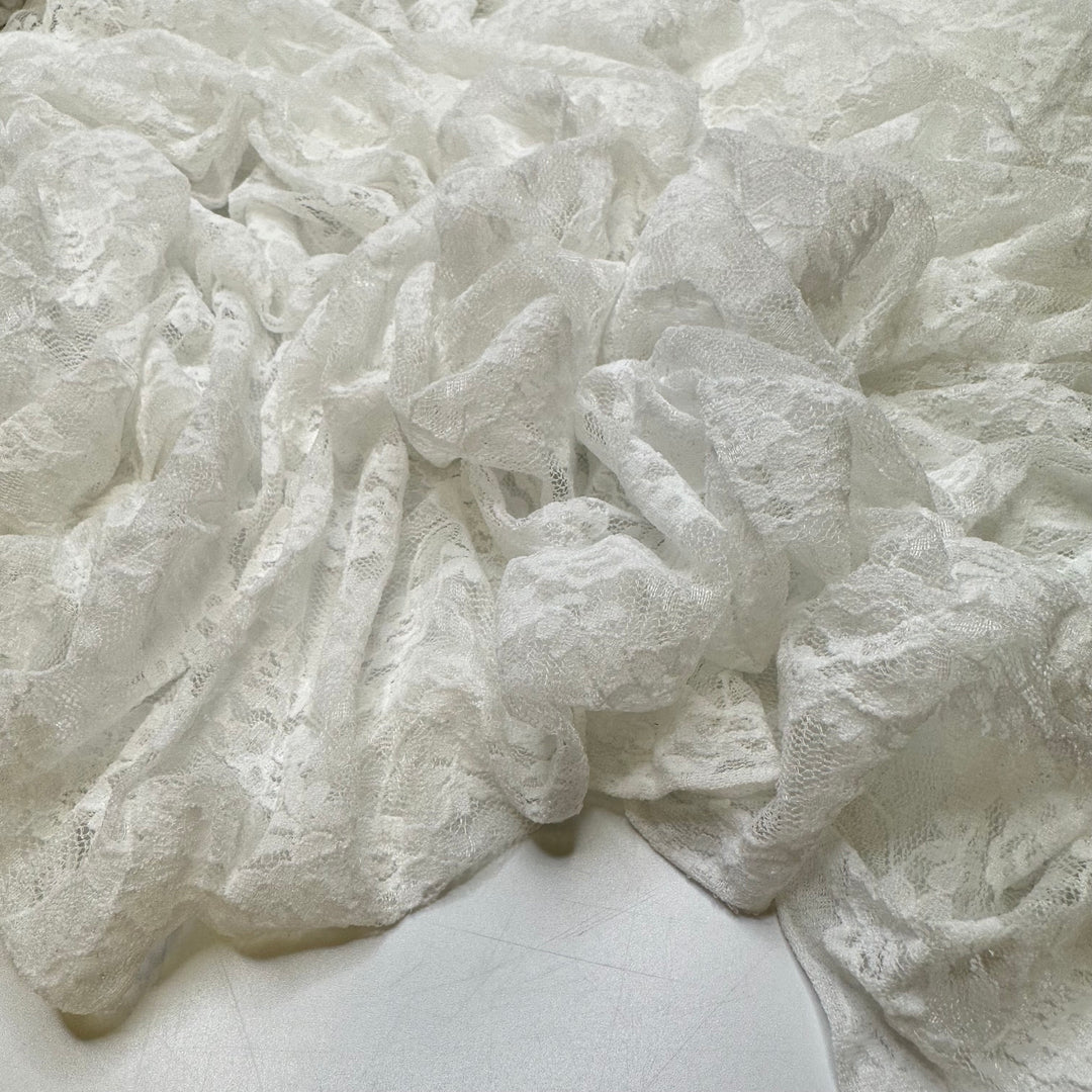 Wedding Planning - Lace Polyester Blend Knit - White Floral - 2.55M Bundle