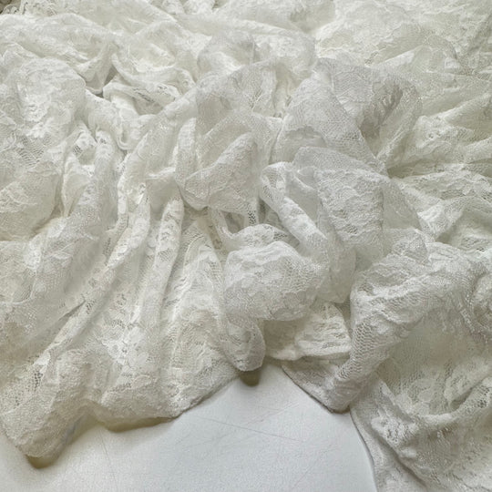 Wedding Planning - Lace Polyester Blend Knit - White Floral - 2.55M Bundle