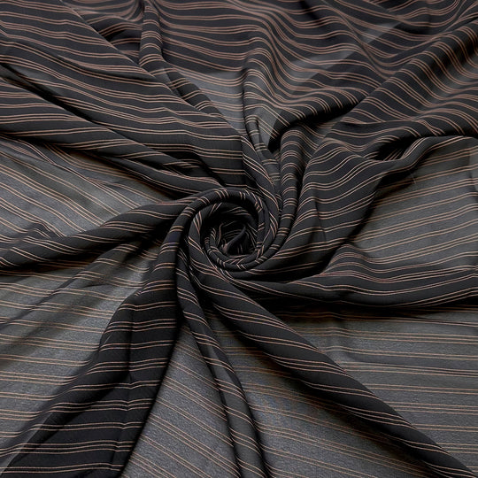 UB - Suitable For Elegance - Georgette Poly Woven - Black/Bronze Pinstripe - 2.5M Bundle