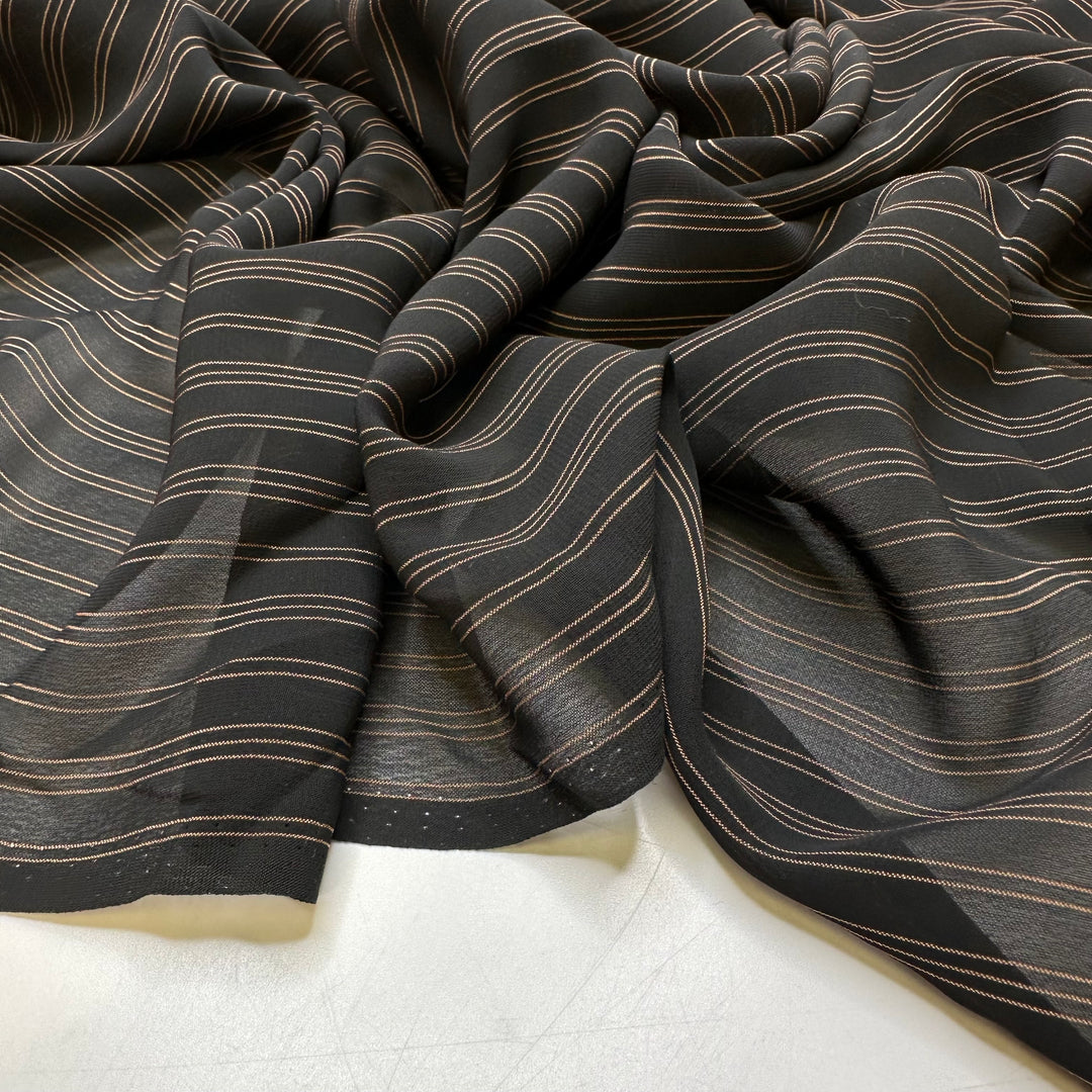 UB - Suitable For Elegance - Georgette Poly Woven - Black/Bronze Pinstripe - 2.5M Bundle
