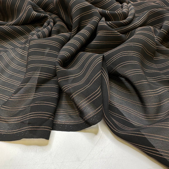 UB - Suitable For Elegance - Georgette Poly Woven - Black/Bronze Pinstripe - 2.5M Bundle