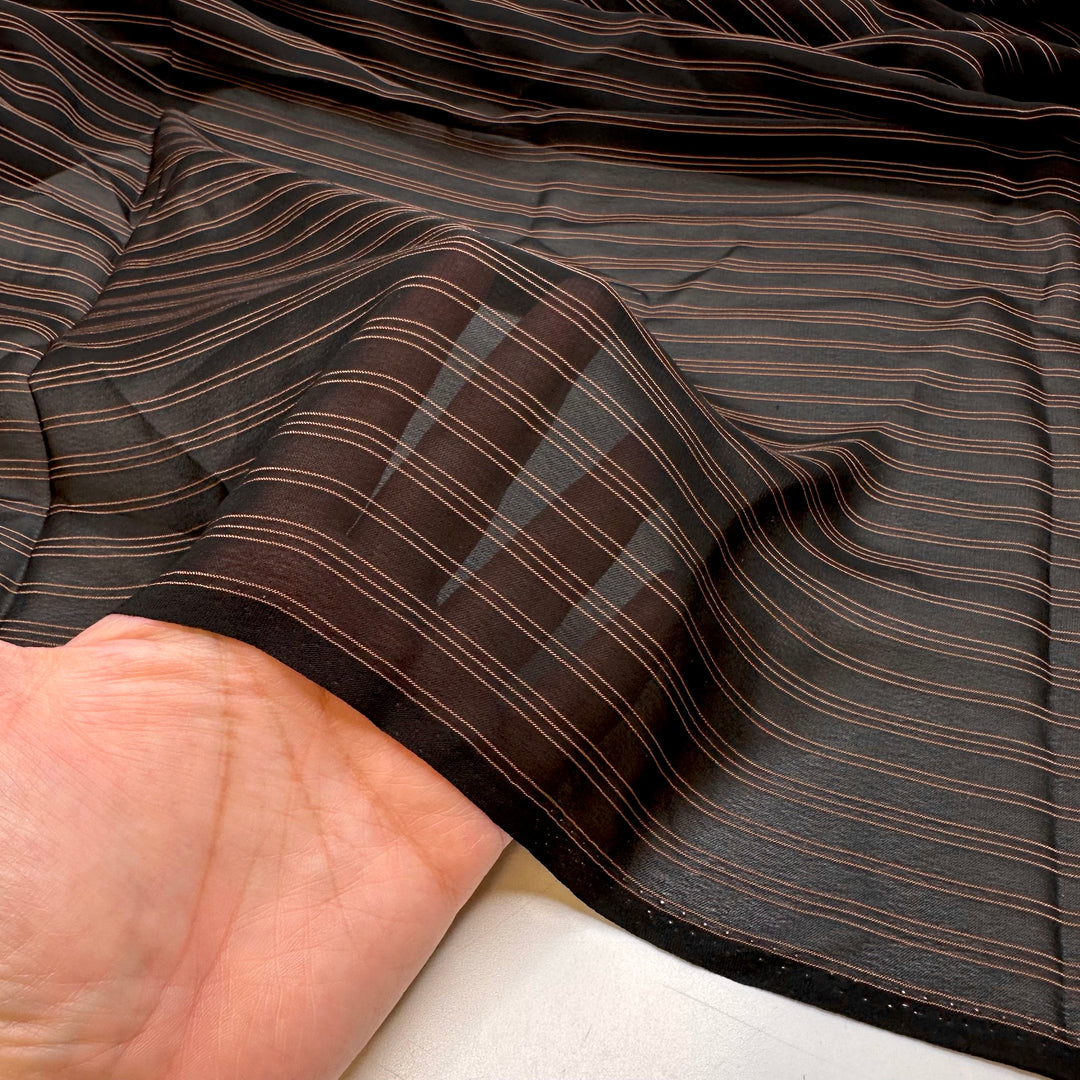 UB - Suitable For Elegance - Georgette Poly Woven - Black/Bronze Pinstripe - 2.5M Bundle