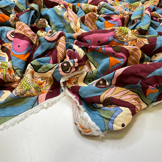 UB - Down By The River - Cotton Blend Woven - Multi Abstract - 1M Bundle